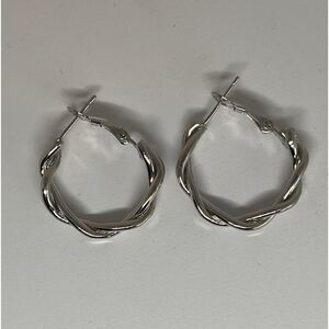 925 Sterling Silver Twisted Hoop Earrings